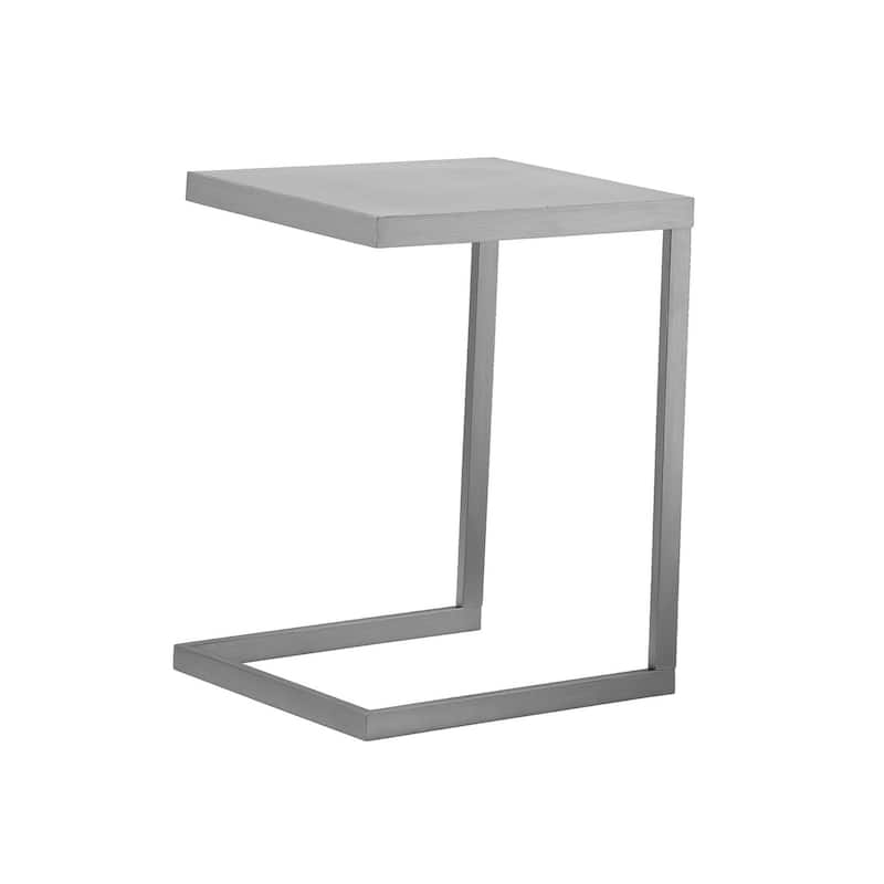 15 in. Silver Rectangle Metal End Table with C Shaped Frame