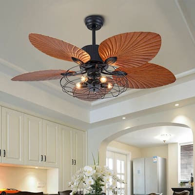 52 Inch Tropical Ceiling Fan Light with Remote Control - 52 inches