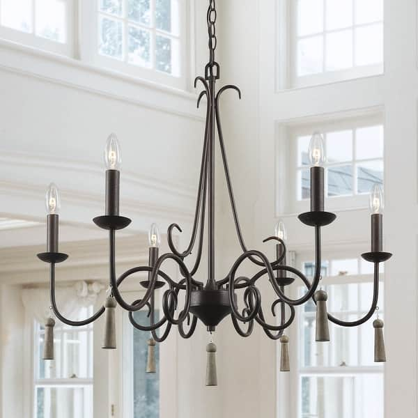 Joay French Country 6-Light Farmhouse Candle Chandelier for Dining Room ...