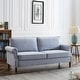 preview thumbnail 1 of 14, Eucalyptus Wood Modern Linen 3-Seat Sofa with Rolled Arms and Solid Robber Legs