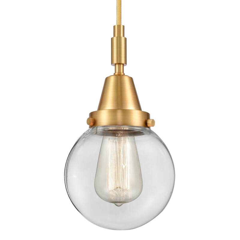 Innovations Lighting 447-1P-G202-6 Beacon 6" Wide Mini Pendant with - Satin Gold