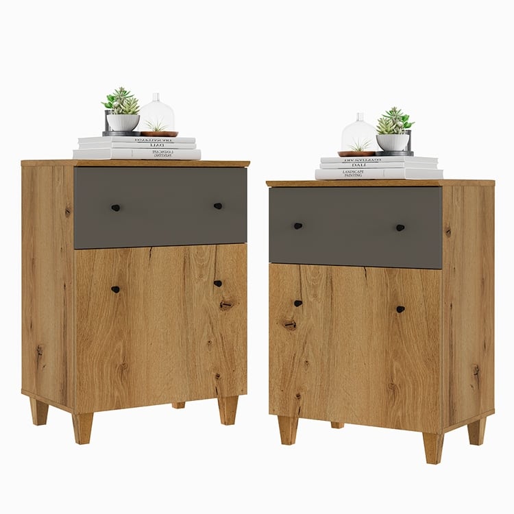 Large End Table with Drawer and Door for Living Room