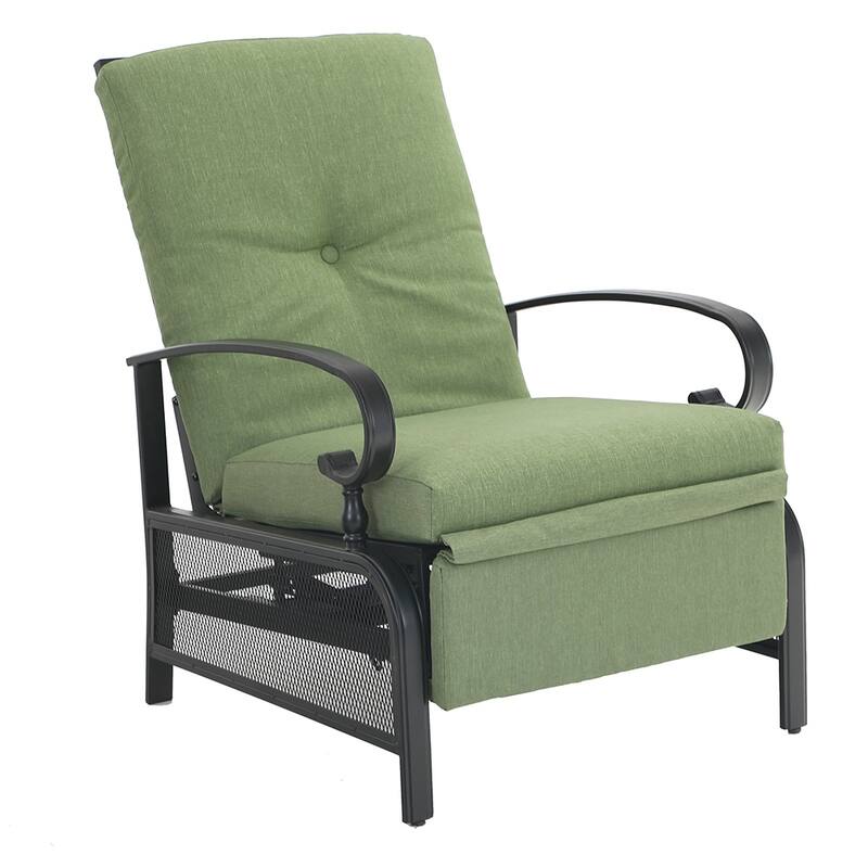 2-Piece Outdoor Bistro Set,1 Patio Metal Adjustable Relaxing Recliner Lounge Chair and 1 Metal Side Table