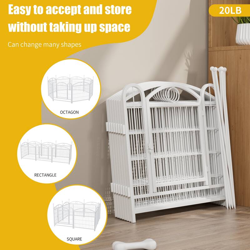 Dog Playpen Indoor 24 inch 8 Panels Metal Dog Pen Pet Dog Fence