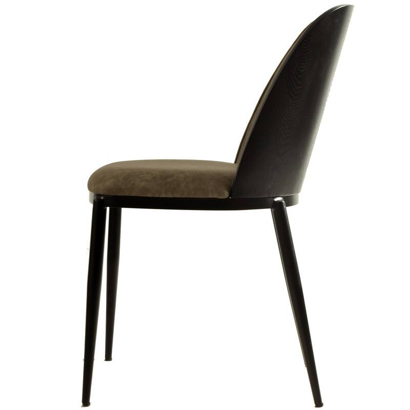 Dining Chair with Upholstered Seat and Back Side Chair with MDF Wood Frame in Black Steel