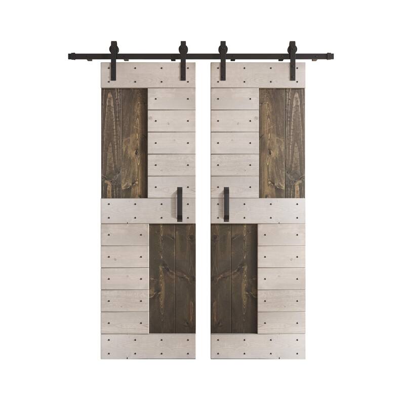 Coast Sequoia 48in./60in./72in./84in. x 84in. S Series Multi-Color Pine Wood Double Sliding Barn Door With Hardware Kit