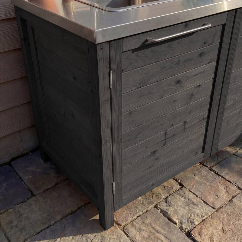 Modular Outdoor Kitchen Island Set, 100% Solid Wood BBQ Cabinet , Patio Kitchen Bar Table