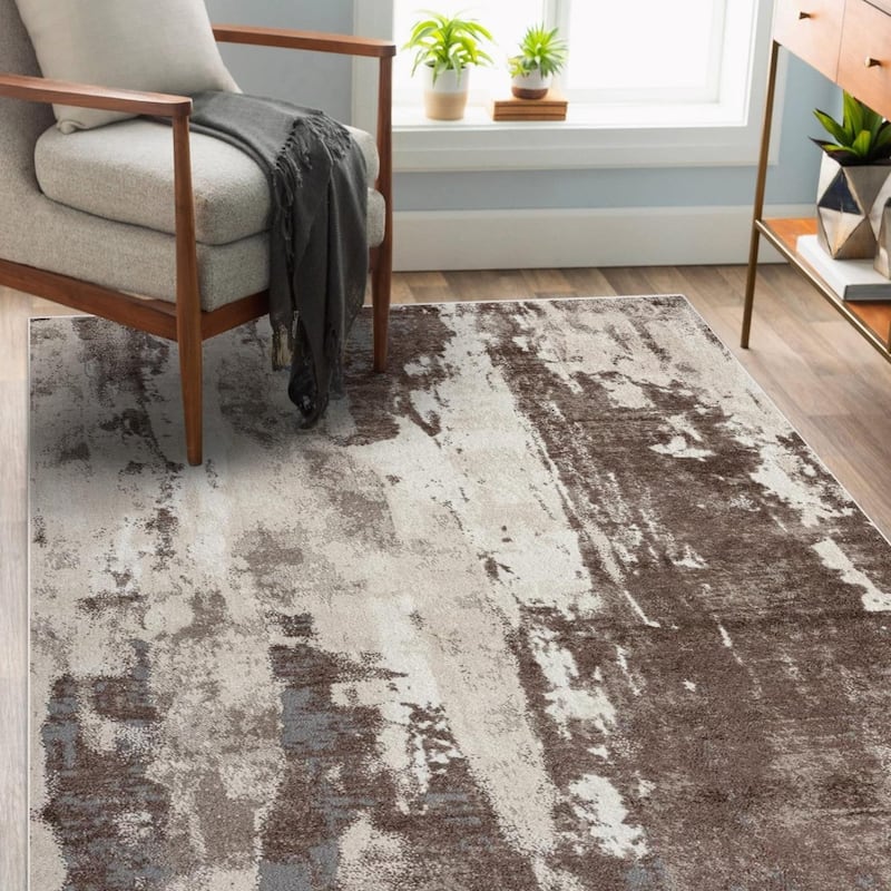 Luxe Weavers Modern Area Rug with Abstract Patterns - 2' x 3' - Brown