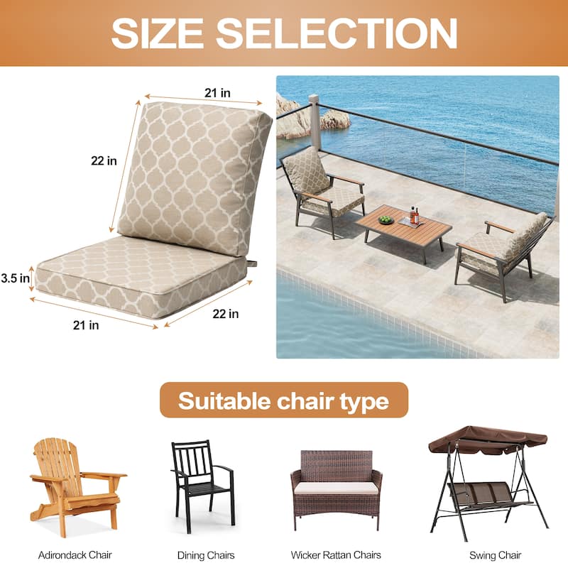 VredHom Outdoor Deep Seat Chair Cushion Set