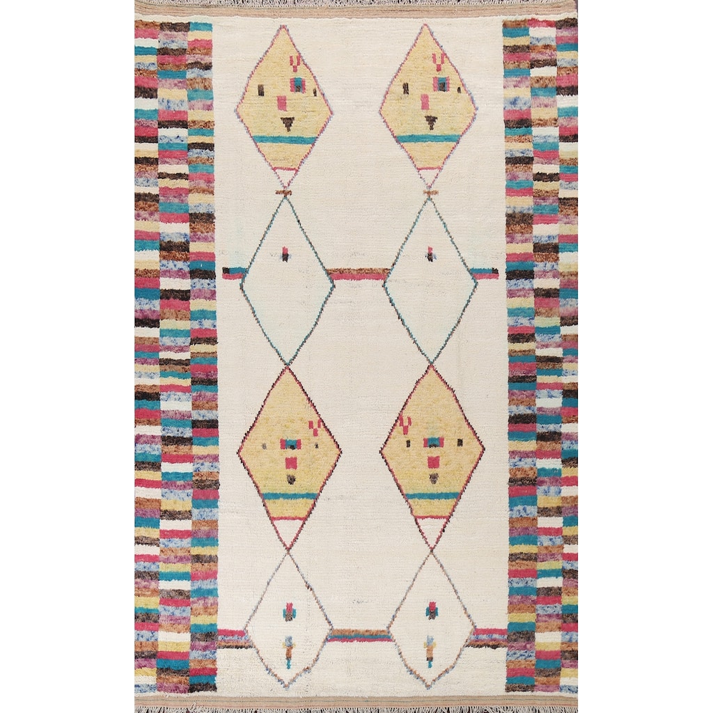 Tribal Moroccan Oriental Living Room Area Rug Hand-knotted Wool Carpet - 7'7" x 10'7"