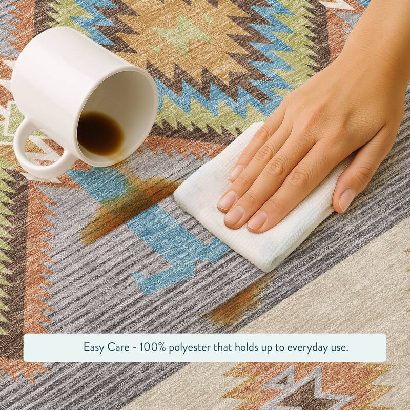 Machine Washable Indoor/ Outdoor Global Chennai Chantille Rug