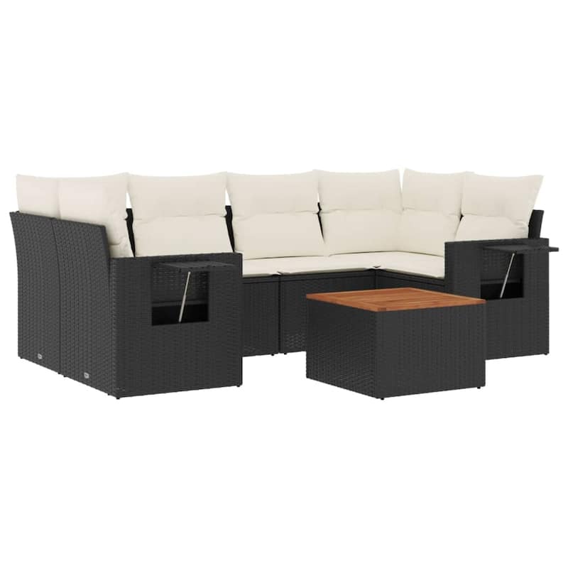 vidaXL Garden Sofa Set Black, Cream White - 21.7 x 21.7 x 14.6