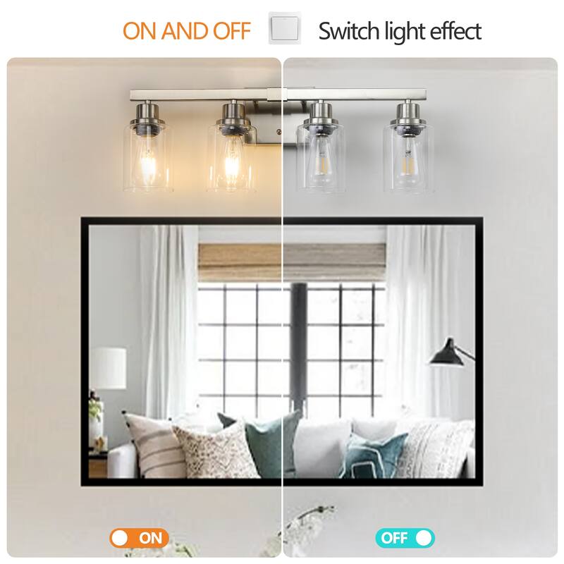 24" 4-Light Vanity Light with Clear Glass Shades, Modern Iron Metal Bathroom Wall Fixture for Mirror (No Bulbs)