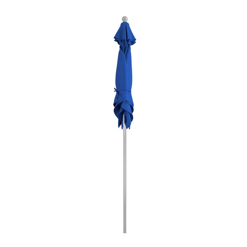 California Umbrella 6' Sq. Aluminum Frame, Fiberglass Rib Patio Umbrella, Push Open, Anodized Sliver Finish, Sunbrella Fabric
