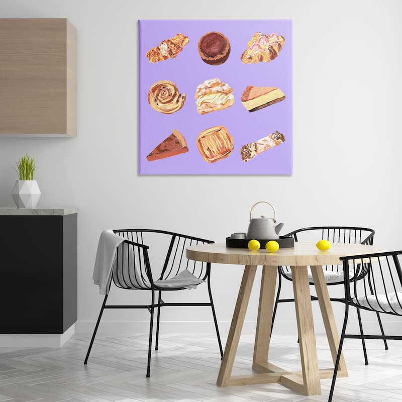 Stupell Delicious Pastries on Purple Canvas Wall Art Design By Melissa Wang