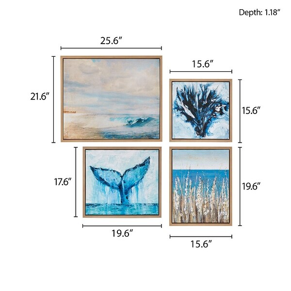 Madison Park Seascape 4-piece Framed Canvas Wall Art Set - Blue
