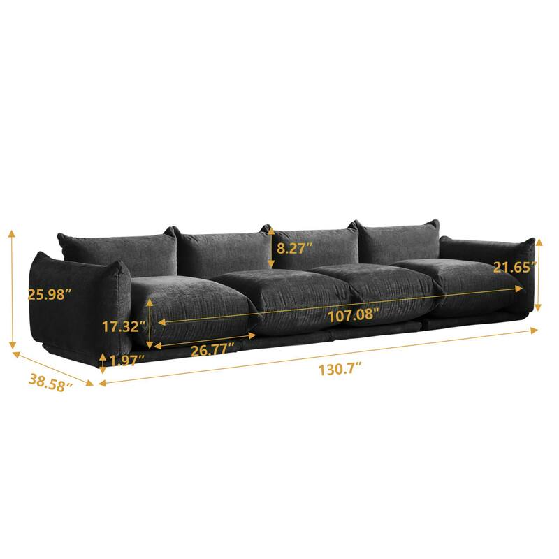 3/4-Seat Sectional Sofa Modern Chenille Modular Sofa Couch.
