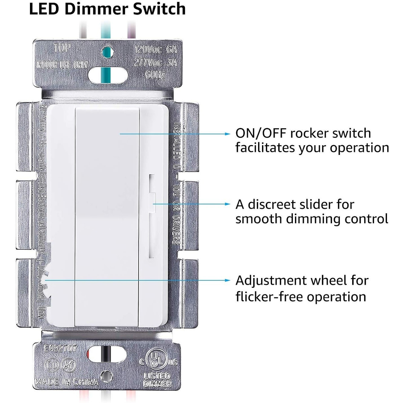 3 Way Single Pole Dimmer Switch For Controlling Led Lights Ul Listed Pack Of 2