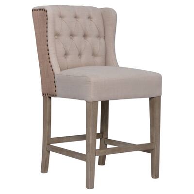Jacob 2-Toned Oatmeal Linen and Jute Dining Counter Stool