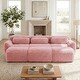 preview thumbnail 9 of 9, FurnitureR 3-Seat Plush Modular Sofa with Movable Ottoman, No Assembly Lounge Couch, Pink