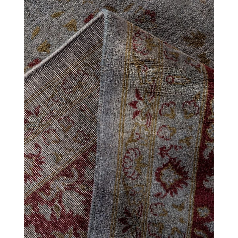 Overton Hand Knotted Wool Vintage Inspired Modern Contemporary Overdyed Gray Area Rug - 9' 2" x 12' 5"