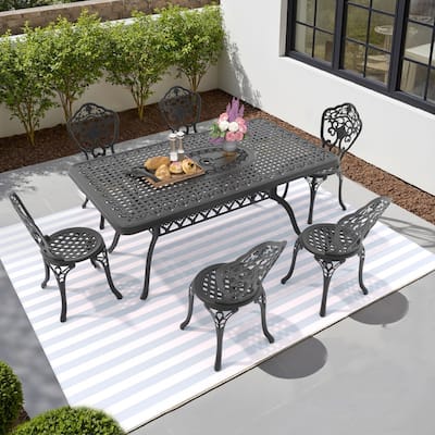 Traditions 7-Piece Patio Outdoor Dining Set with 6 Dining Chairs and Rectangular Dining Table, Rust Free