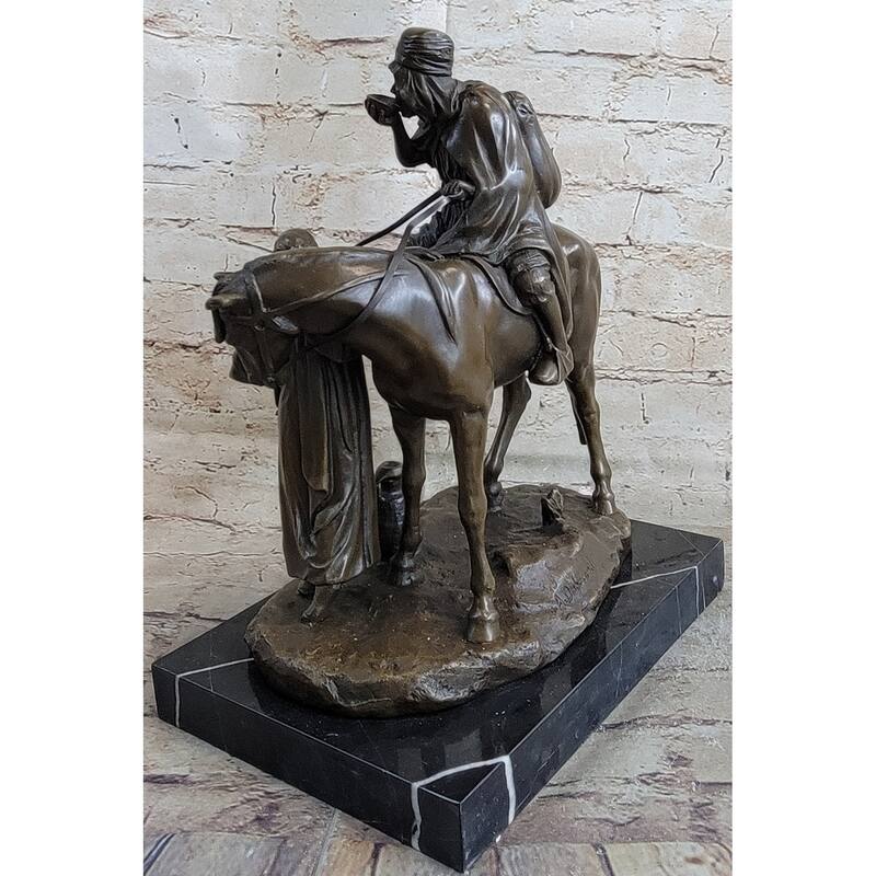 Arabian Man On Imitative Horseback Bronze Sculpture Statue Arab Imitative Horse Rider By Dubucand