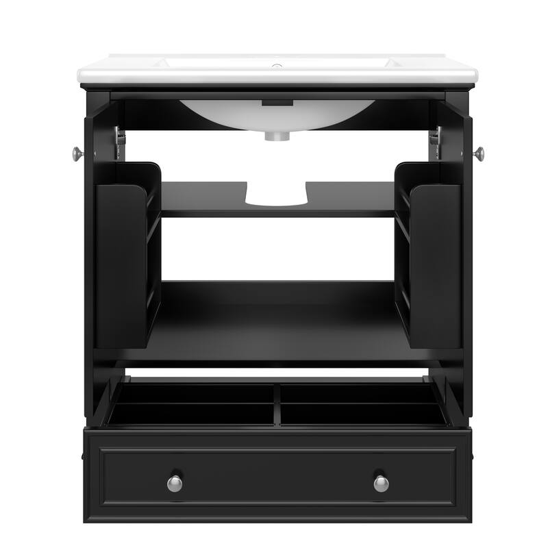 30" Bathroom Vanity with Sink Combo, Multi-functional Bathroom Cabinet with Doors and Drawer, Solid Frame and MDF Board
