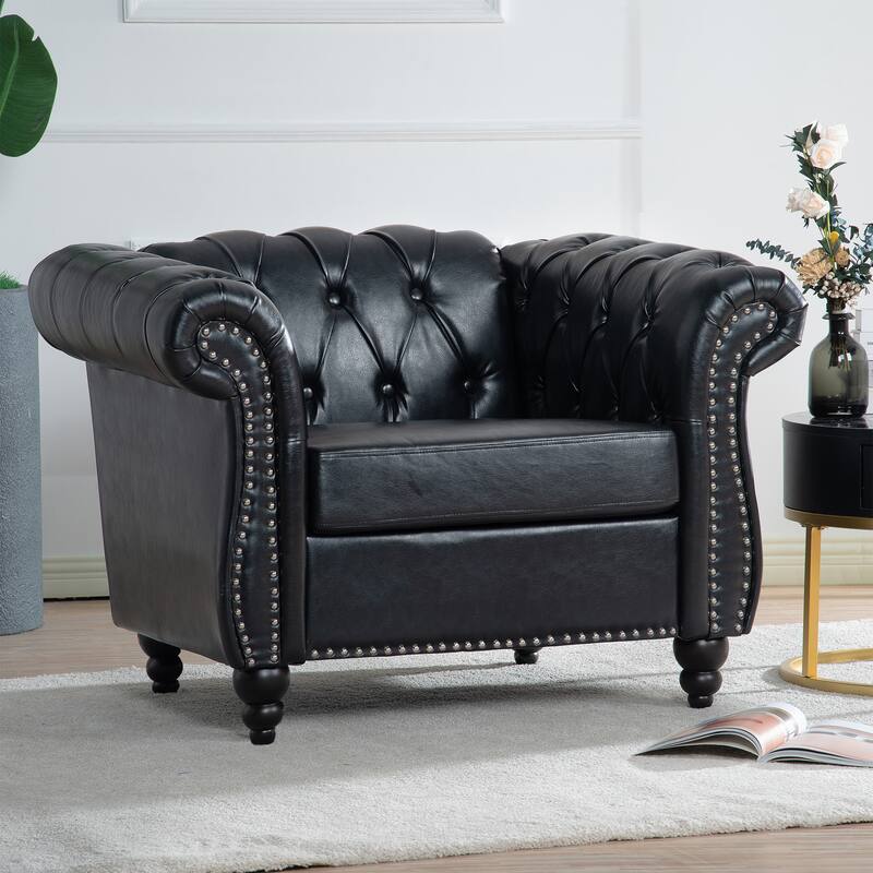 HCHAIRH Tufted Rolled Arm Seater Sofa Chair For Living Room