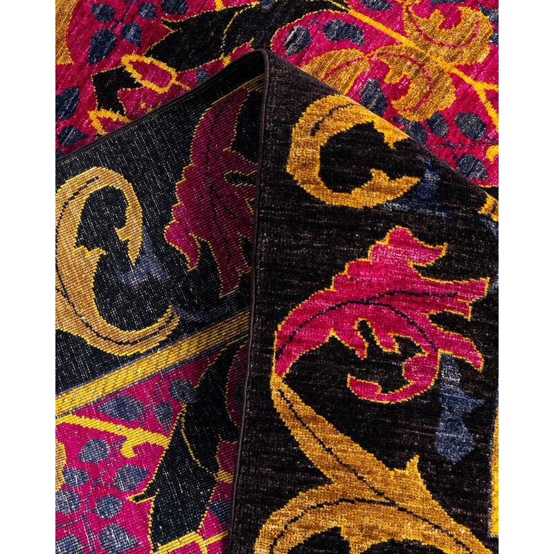 Arts & Crafts One-of-a-Kind Hand-Knotted Area Rug - Black, 6' 3" x 8' 9" - 6' 3" x 8' 9"