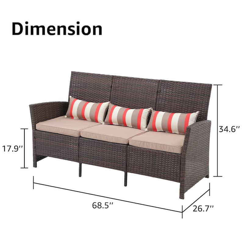 Outdoor 3-Seater Wicker Sofa