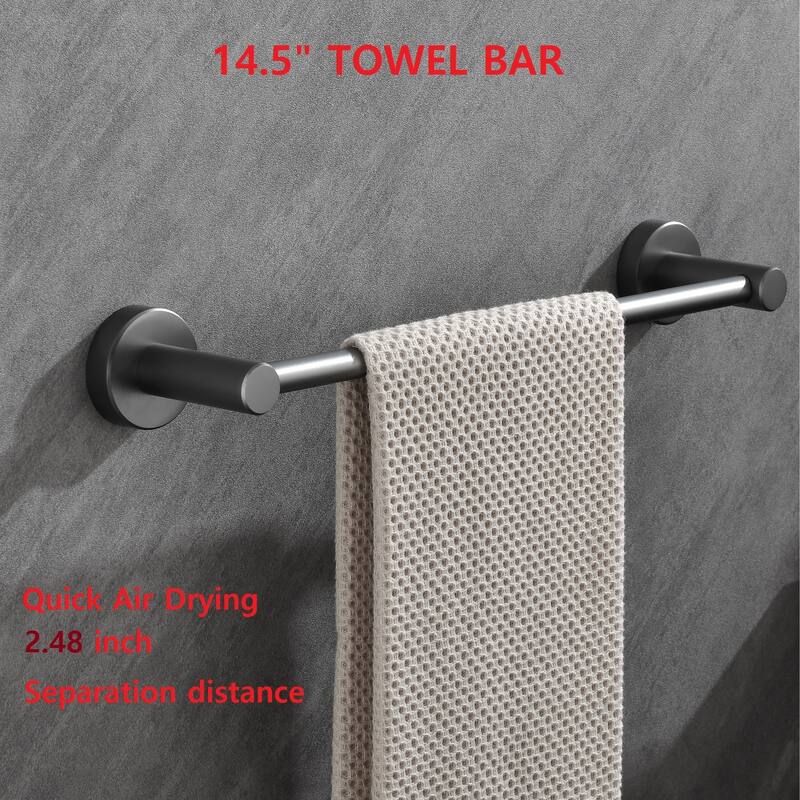 6 Piece Aluminum Bathroom Towel Rack Set Wall Mount