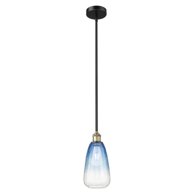 Innovations Lighting Endless Possibilities Edison - Brookhaven Almond - 1 Light 6" Stem Hung Mini Pendant - Black Antique Brass/Sapphire Blue