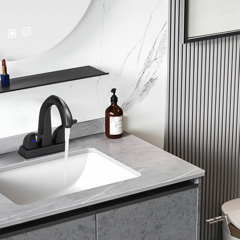 WOWOW 4 in. Centerset Double-Handle Bathroom Faucet with Pop Up Drain