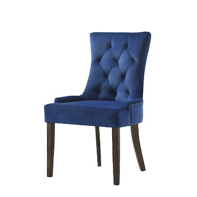 Side Chair, Blue Velvet & Espresso Finish
