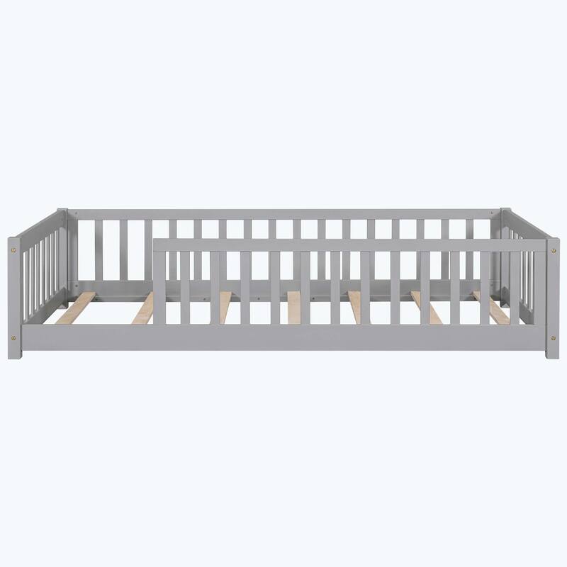 Durable Floor Platform Bed with Fence