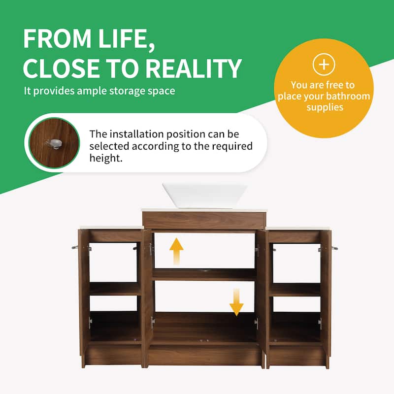 BNK 24/36/48/60 Inch Bathroom Vanity with Sink, Freestanding Bathroom Vanity with Soft Close Doors and Adjustable Shelf