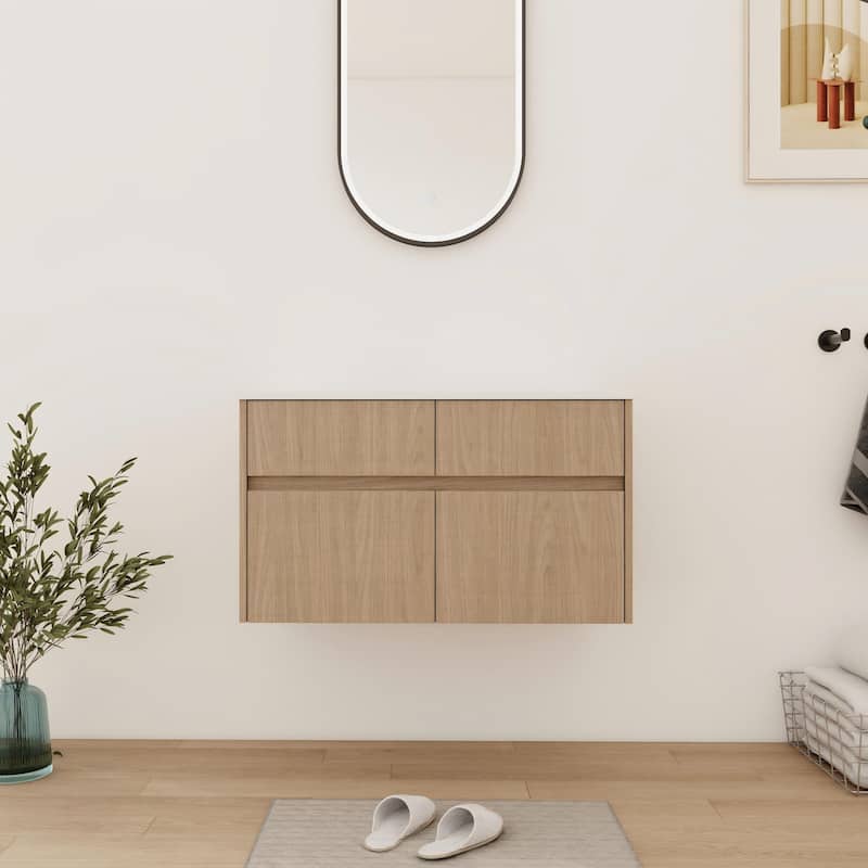 Bathroom Vanity With Sink In 32 Inch, Floating Bathroom Vanity With 2 Soft Close Doors And Drawer