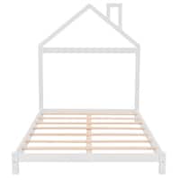 Easy Assemble Low Floor Full Wood Platform Bed House Bed with Chimney ...