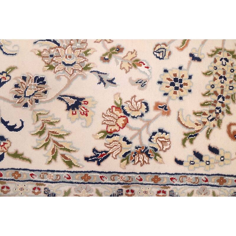 ECARPETGALLERY Hand-knotted Nain Cream Viscose, Wool Rug - 9'9 x 9'10