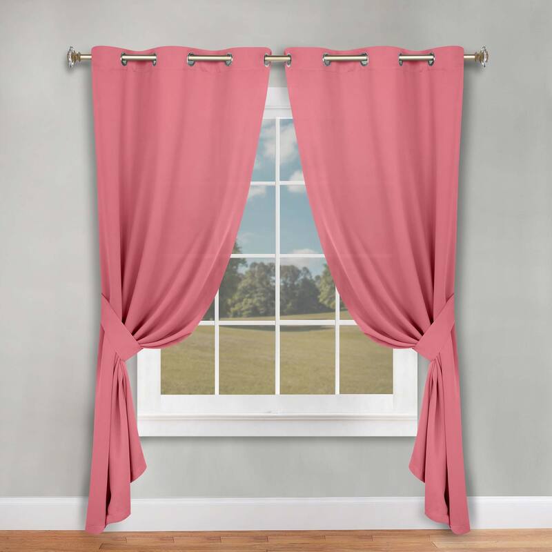 Superior Solid Machine Washable Room Darkening Grommet Blackout Curtains, Set of 2