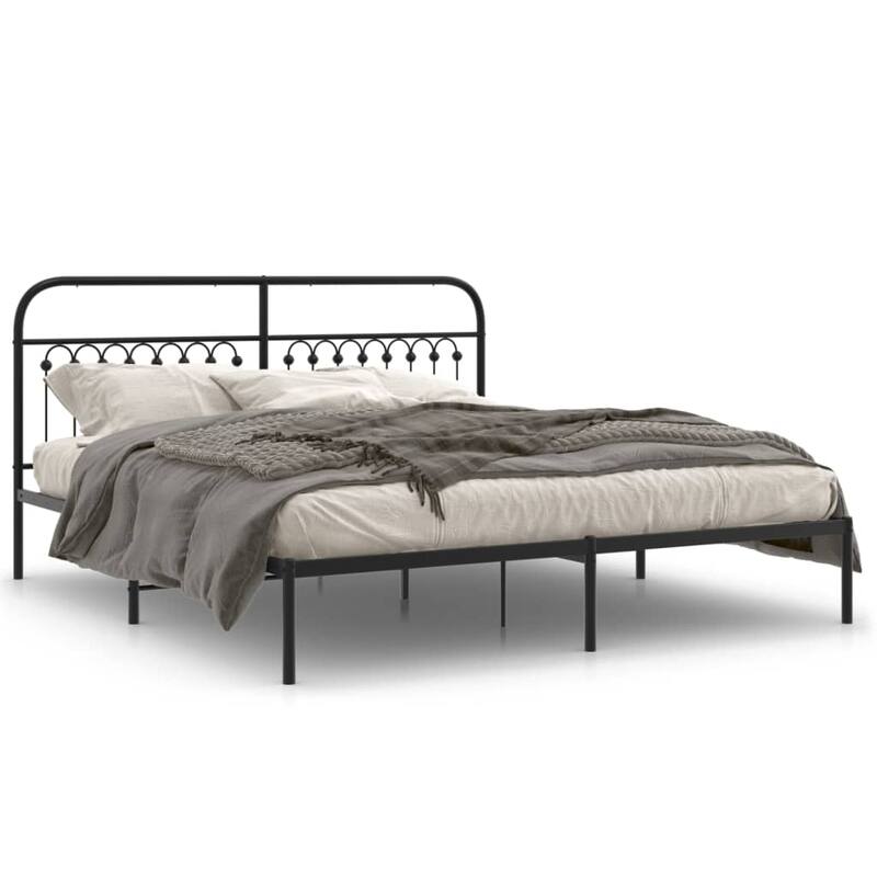 vidaXL Metal Bed Frame with Headboard Platform Base Home Bedroom Furniture