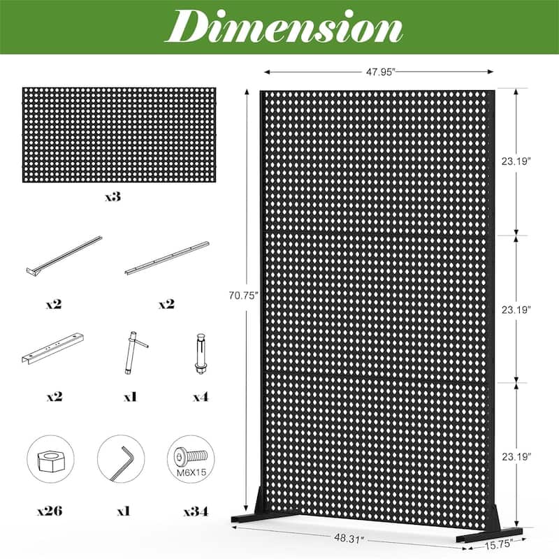 70.75 in. H Steel Outdoor Privacy Screen Panels, Rhombus-Shaped