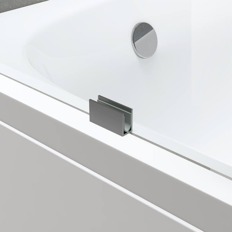 FELYL 48-inch Hinged Frameless Tub Door with Heat Soaking Process and Protective Coating Clear Glass