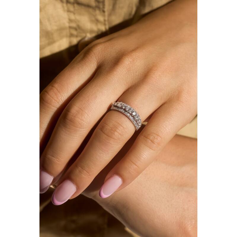 Kobelli 1 Carat Natural Diamond 10k Gold Mixy Triple Strand Symmetric Ring