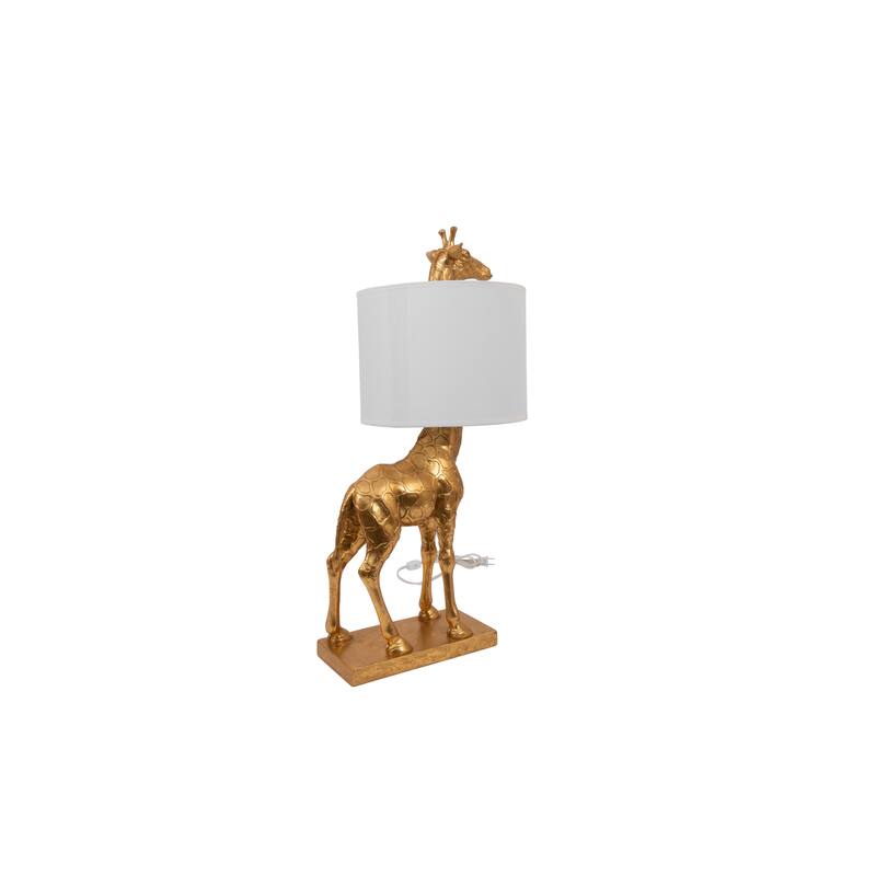 Resin Giraffe Table Lamp with Linen Shade