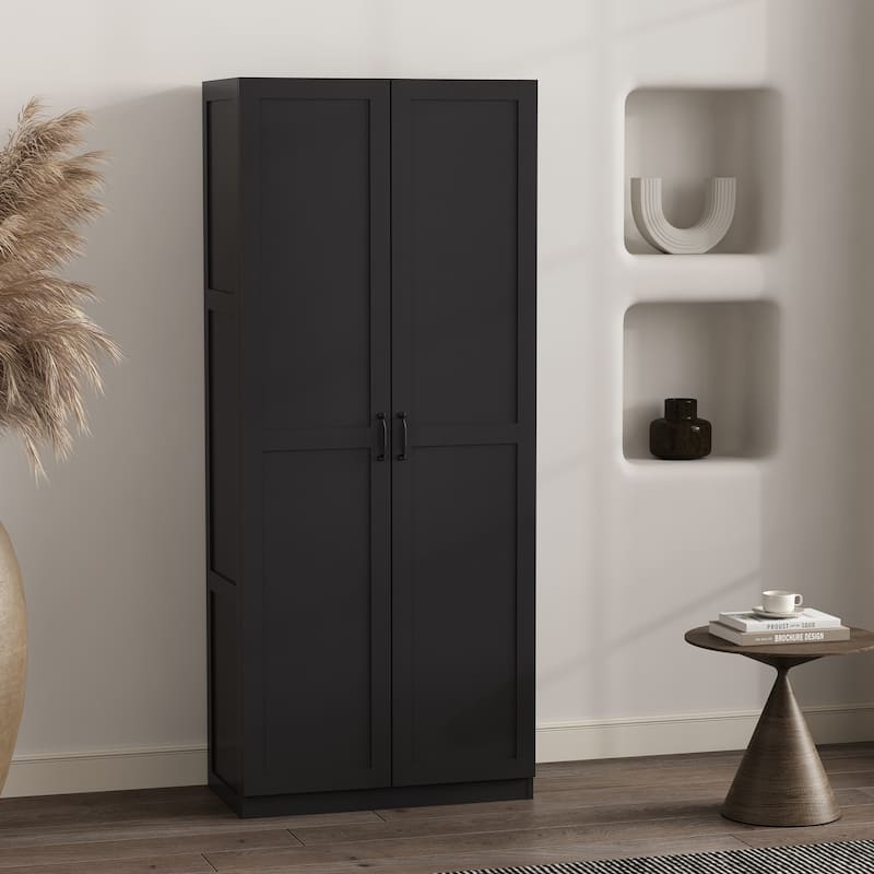 Manhattan Comfort Cornelia Modern Storage Closet 1.0 with 14 Adjustable Shelves - N/A - Black Single