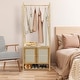 preview thumbnail 2 of 12, Bamboo Garment Rack with Clothes Rail Storage Organiser Freestanding - 21" x 13" x 66"