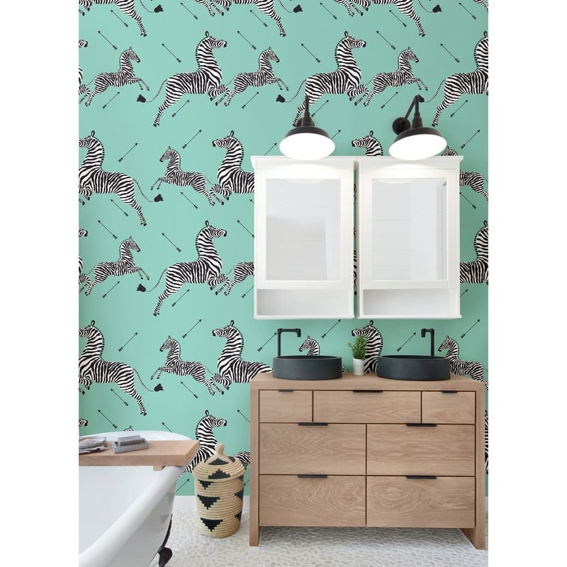Scalamandre Aqua Zebra Safari Peel & Stick Wallpaper