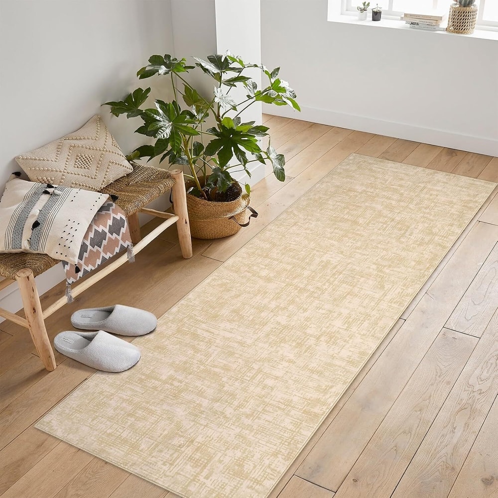 Modern Abstract Area Rug for Living Room, Throw Floor Carpet for Home Décor, Beige - 2' x 3'